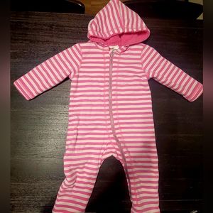 Hanna Anderson pink and white strips Jumpsuit size 18-24 months